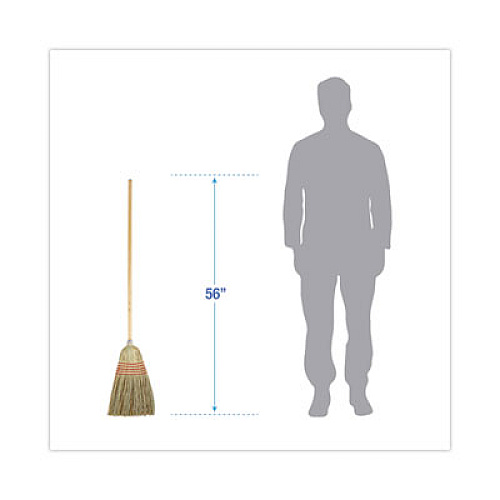 Boardwalk Parlor Broom, Yucca/Corn Fiber Bristles, 56" Overall Length, Natural, 12/Carton (926YCT)
