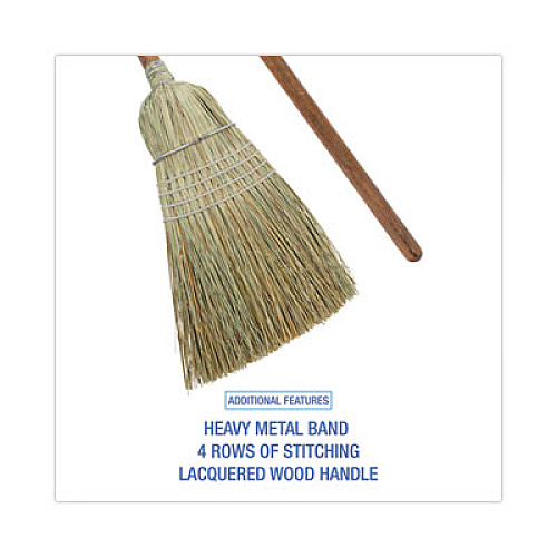 Boardwalk Corn/Fiber Brooms, Corn/Synthetic Fiber Bristles, 60" Overall Length, Gray/Natural, 6/Carton (BR10002)