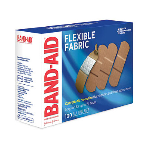 BAND-AID Flexible Fabric Adhesive Bandages, 1 x 3, 100/Box (4444)