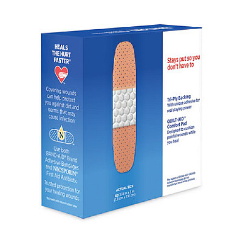 BAND-AID Plastic Adhesive Bandages, 0.75 x 3, 60/Box (100563500)
