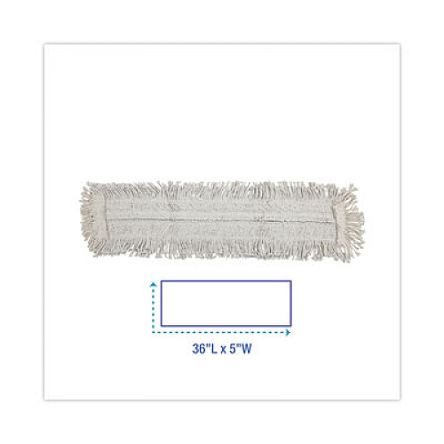 Boardwalk Disposable Dust Mop Head w/Sewn Center Fringe, Cotton/Synthetic, 36 x 5, White (1636)