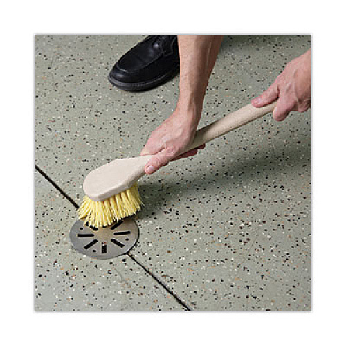 Boardwalk Utility Brush, Cream Polypropylene Bristles, 5.5" Brush, 14.5" Tan Plastic Handle (4320)