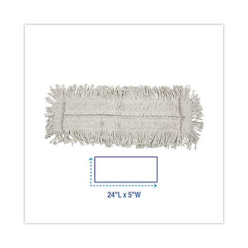 Boardwalk Disposable Cut End Dust Mop Head, Cotton/Synthetic, 24 x 5, White (1624)