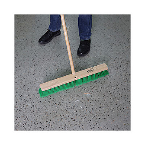 Boardwalk Floor Broom Head, 3" Green Flagged Recycled PET Plastic Bristles, 24" Brush (20724)