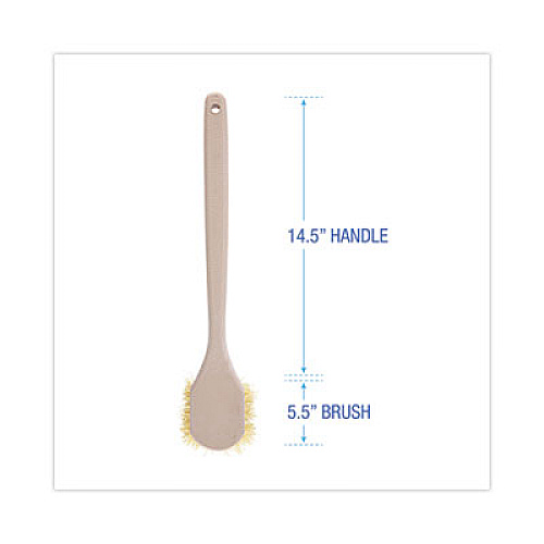 Boardwalk Utility Brush, Cream Polypropylene Bristles, 5.5" Brush, 14.5" Tan Plastic Handle (4320)