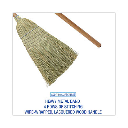 Boardwalk 100% Corn Brooms, 60" Overall Length, Natural, 6/Carton (BR10001)