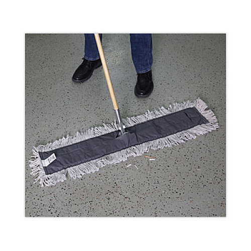 Boardwalk Disposable Dust Mop Head w/Sewn Center Fringe, Cotton/Synthetic, 36 x 5, White (1636)