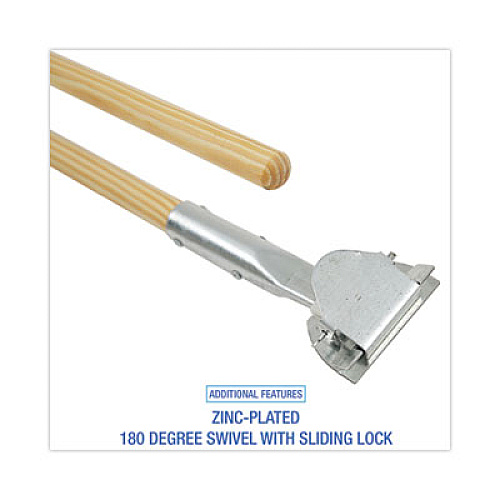 Boardwalk Clip-On Dust Mop Handle, Lacquered Wood, Swivel Head, 1" dia x 60", Natural (1490)