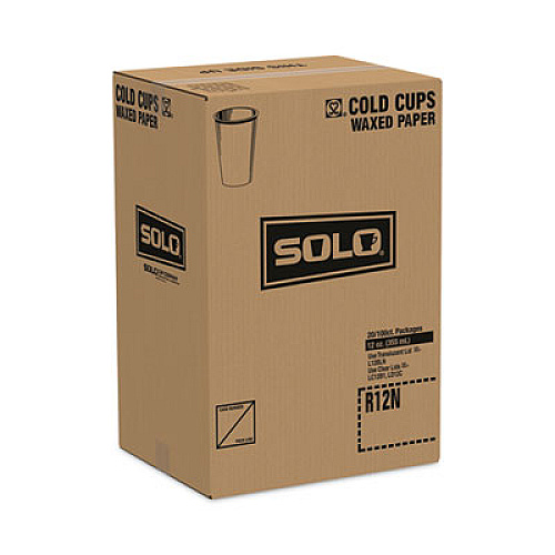 SOLO Symphony Treated-Paper Cold Cups, ProPLanet Seal, 12 oz, White/Beige/Red, 100/Bag, 20 Bags/Carton (R12NSYM)