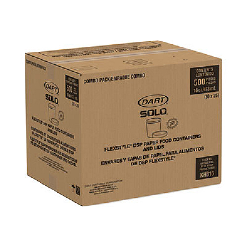 SOLO Flexstyle Double Poly Food Combo Packs, 16 oz, White, Paper, 25/Pack, 10 Packs/Carton (KHB16A)