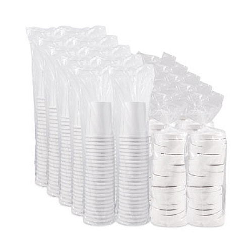 SOLO Flexstyle Double Poly Food Combo Packs, 32 oz, White, Paper, 25 Cups and 25 Lids/Pack, 10 Packs/Carton (KHB32A)