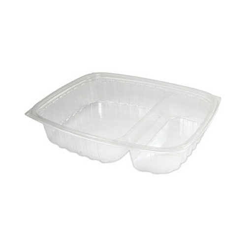 Dart ClearPac Containers, 2 Compartments, 32.8 oz, 7.4 x 9 x 1.7, Clear, Plastic, 63/Pack, 4 Packs/Carton (C30DE2R)