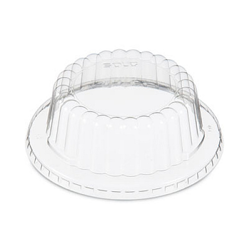 SOLO Flat-Top Dome PET Plastic Lids, For 12 oz Containers, 4.34" Diameter x 1.5" h, Clear, 1,000/Carton (DF120090)
