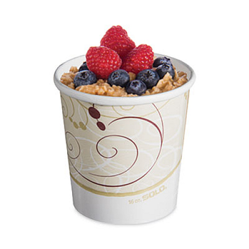 SOLO Flexstyle Double Poly Paper Containers, 16 oz, Symphony Design, Paper, 25/Pack, 20 Packs/Carton (H4165SYM)