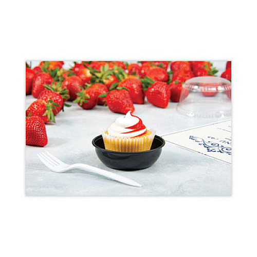 SOLO Polystyrene Portion Cups, 5.5 oz, Plastic, Black, 250/Bag, 10 Bags/Carton (DSS50001)