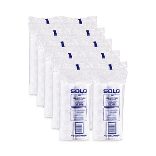 SOLO Polystyrene Vented Hot Cup Lids, Fits 4 oz Hot Cups, Plastic, White, 100/Pack, 10 Packs/Carton (VL34R0007)