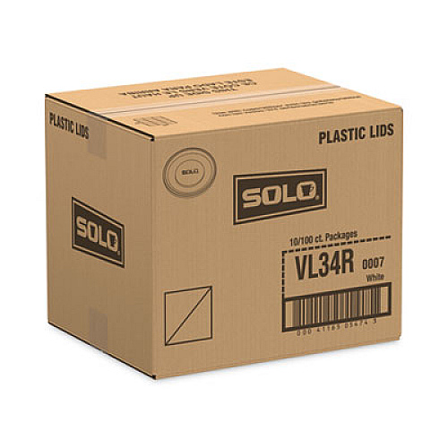 SOLO Polystyrene Vented Hot Cup Lids, Fits 4 oz Hot Cups, Plastic, White, 100/Pack, 10 Packs/Carton (VL34R0007)