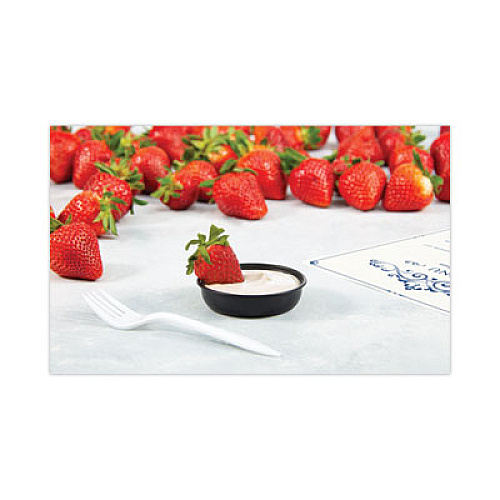 SOLO Polystyrene Portion Cups, 2.5 oz, Plastic, Black, 250/Bag, 10 Bags/Carton (DSS2)