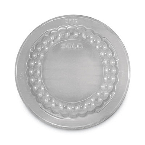 SOLO Flat-Top Dome PET Plastic Lids, For 12 oz Containers, 4.34" Diameter x 1.5" h, Clear, 1,000/Carton (DF120090)