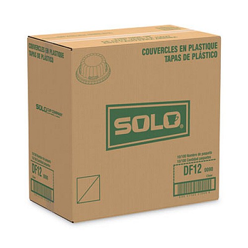 SOLO Flat-Top Dome PET Plastic Lids, For 12 oz Containers, 4.34" Diameter x 1.5" h, Clear, 1,000/Carton (DF120090)