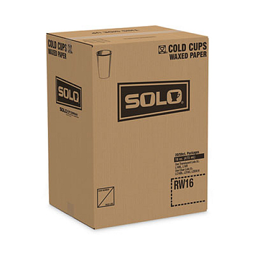 SOLO Symphony Treated-Paper Cold Cups, 16 oz, White/Beige/Red, 50/Bag, 20 Bags/Carton (RW16SYM)