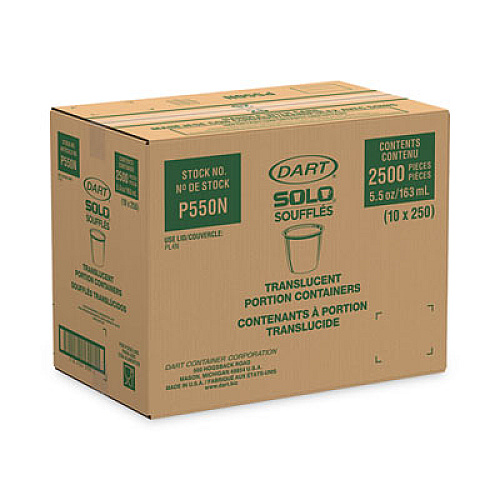 Dart Polystyrene Portion Cups, 5.5 oz, Plastic, Translucent, 250/Bag, 10 Bags/Carton (P550N)