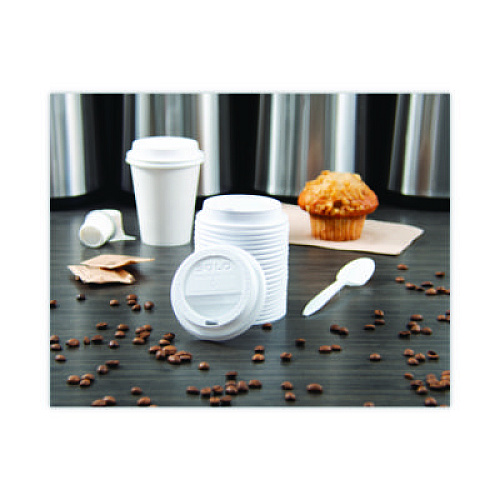 SOLO Traveler Dome Hot Cup Lid, Fits 8 oz Hot Cups, Plastic, White, 100/Pack, 10 Packs/Carton (TL38R2)