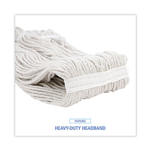 Boardwalk Premium Cut-End Wet Mop Heads, Rayon, 16 oz, White, 12/Carton (216RCT)