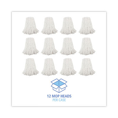 Boardwalk Premium Cut-End Wet Mop Heads, Rayon, 16 oz, White, 12/Carton (216RCT)