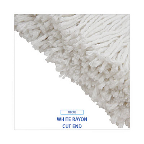 Boardwalk Premium Cut-End Wet Mop Heads, Rayon, 20 oz, White, 12/Carton (220RCT)