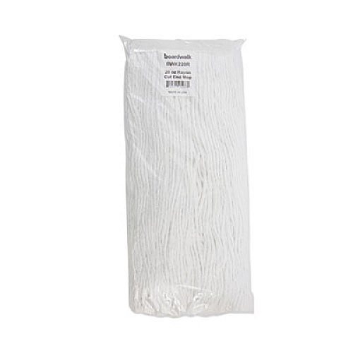 Boardwalk Premium Cut-End Wet Mop Heads, Rayon, 20 oz, White, 12/Carton (220RCT)
