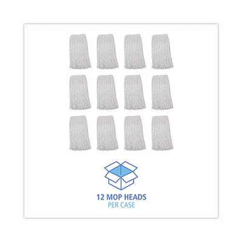 Boardwalk Premium Cut-End Wet Mop Heads, Rayon, 20 oz, White, 12/Carton (220RCT)