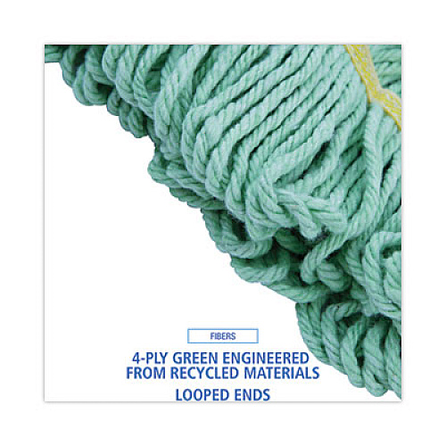 Boardwalk EcoMop Looped-End Mop Head, Recycled Fibers, Large Size, Green, 12/Carton (1200LCT)