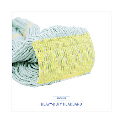 Boardwalk EcoMop Looped-End Mop Head, Recycled Fibers, Large Size, Green, 12/Carton (1200LCT)