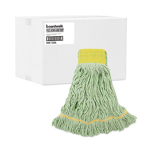 Boardwalk EcoMop Looped-End Mop Head, Recycled Fibers, Large Size, Green, 12/Carton (1200LCT)