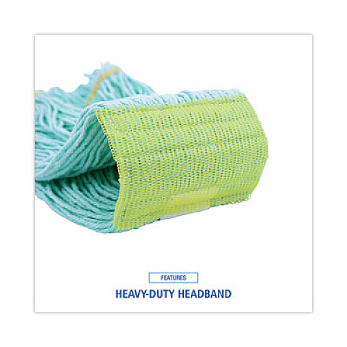 Boardwalk EcoMop Looped-End Mop Head, Recycled Fibers, Medium Size, Green (1200MEA)