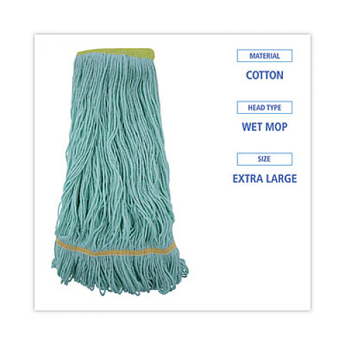 Boardwalk EcoMop Looped-End Mop Head, Recycled Fibers, Extra Large Size, Green, 12/Carton (1200XLCT)