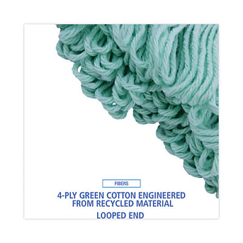 Boardwalk EcoMop Looped-End Mop Head, Recycled Fibers, Extra Large Size, Green, 12/Carton (1200XLCT)