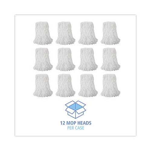 Boardwalk Mop Head, Value Standard Head, Rayon Fiber, Cut-End, #16, White, 12/Carton (2016R)