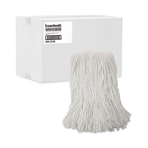 Boardwalk Mop Head, Value Standard Head, Rayon Fiber, Cut-End, #16, White, 12/Carton (2016R)