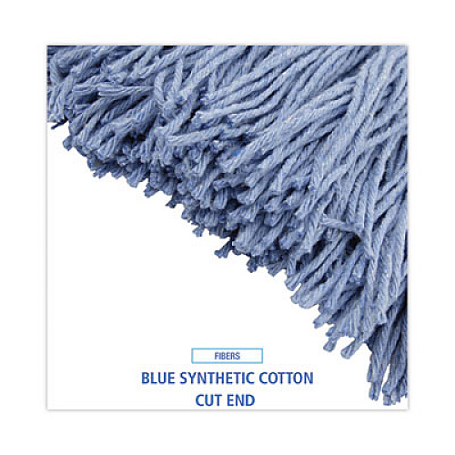 Boardwalk Mop Head, Standard Head, Cotton/Synthetic Fiber, Cut-End, #24, Blue, 12/Carton (2024B)