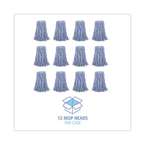 Boardwalk Mop Head, Standard Head, Cotton/Synthetic Fiber, Cut-End, #24, Blue, 12/Carton (2024B)