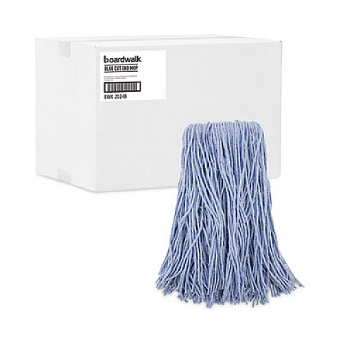 Boardwalk Mop Head, Standard Head, Cotton/Synthetic Fiber, Cut-End, #24, Blue, 12/Carton (2024B)
