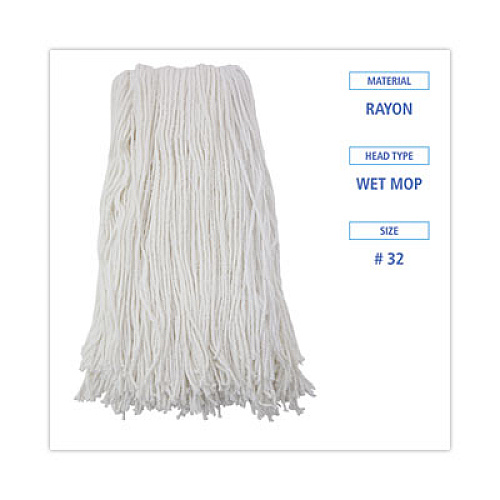 Boardwalk Cut-End Wet Mop Head, Rayon, #32, White, 12/Carton (2032RCT)