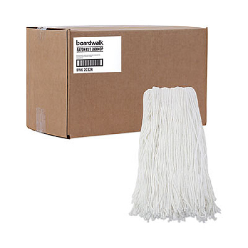 Boardwalk Cut-End Wet Mop Head, Rayon, #32, White, 12/Carton (2032RCT)