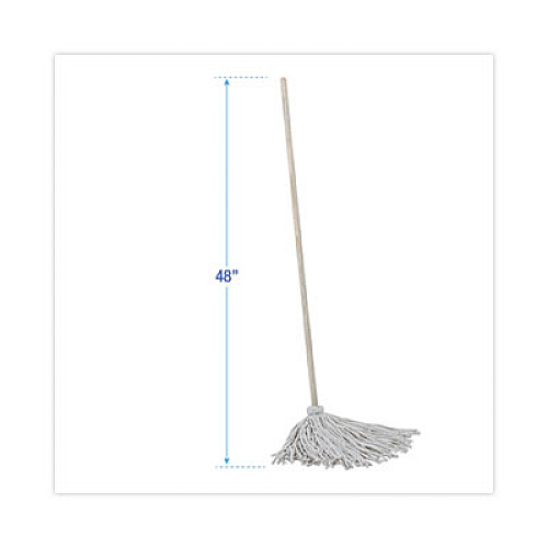 Boardwalk Handle/Deck Mops, #16 White Cotton Head, 48" Natural Wood Handle (116C)