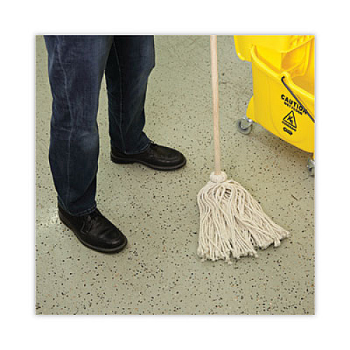 Boardwalk Handle/Deck Mops, #16 White Cotton Head, 48" Natural Wood Handle (116C)