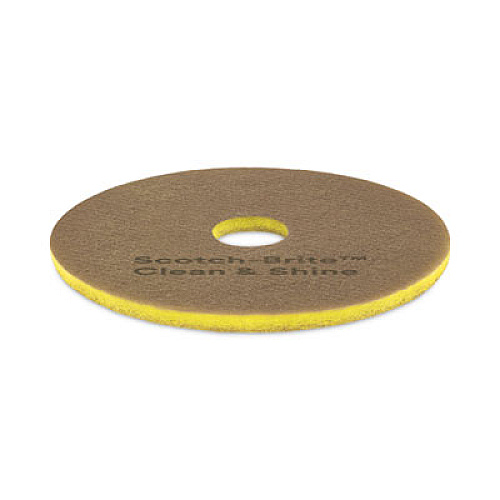 Scotch-Brite Clean and Shine Pad, 15" Diameter, Brown, 5/Carton (09540)