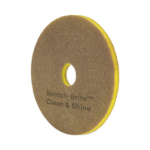 Scotch-Brite Clean and Shine Pad, 15" Diameter, Brown, 5/Carton (09540)