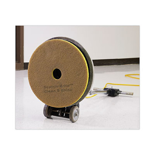 Scotch-Brite Clean and Shine Pad, 15" Diameter, Brown, 5/Carton (09540)